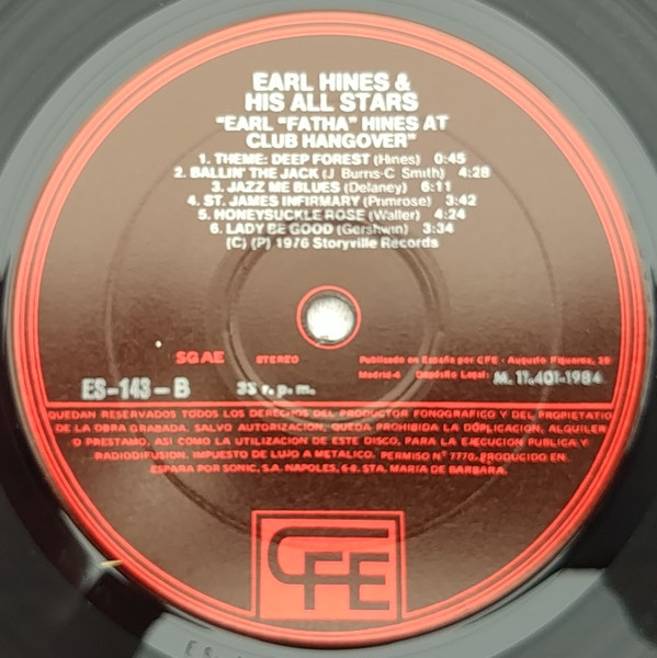 Earl Hines And His All-Stars - Earl Hines At Club Hangover | Storyville (ES-143 (C)) - 4