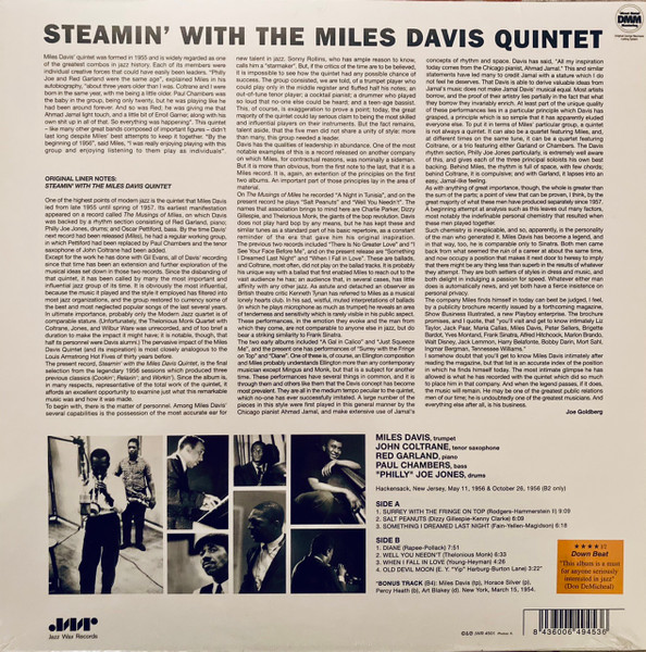 The Miles Davis Quintet - Steamin' With The Miles Davis Quintet | Jazz Wax Records (JWR 4501) - 2 The Miles Davis Quintet - Steamin' With The Miles Davis Quintet | Jazz Wax Records (JWR 4501) - 2