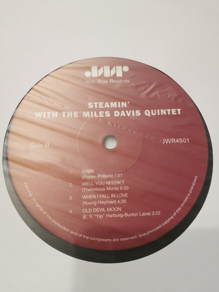 The Miles Davis Quintet - Steamin' With The Miles Davis Quintet | Jazz Wax Records (JWR 4501) - 3 The Miles Davis Quintet - Steamin' With The Miles Davis Quintet | Jazz Wax Records (JWR 4501) - 3