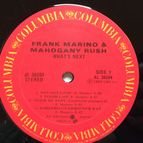 Frank Marino & Mahogany Rush - What's Next | Columbia (JC 36204) - 3