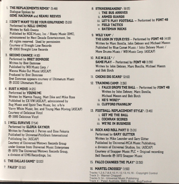 John Debney - The Replacements | Varèse Sarabande (066 180 2) - 3 John Debney - The Replacements | Varèse Sarabande (066 180 2) - 3