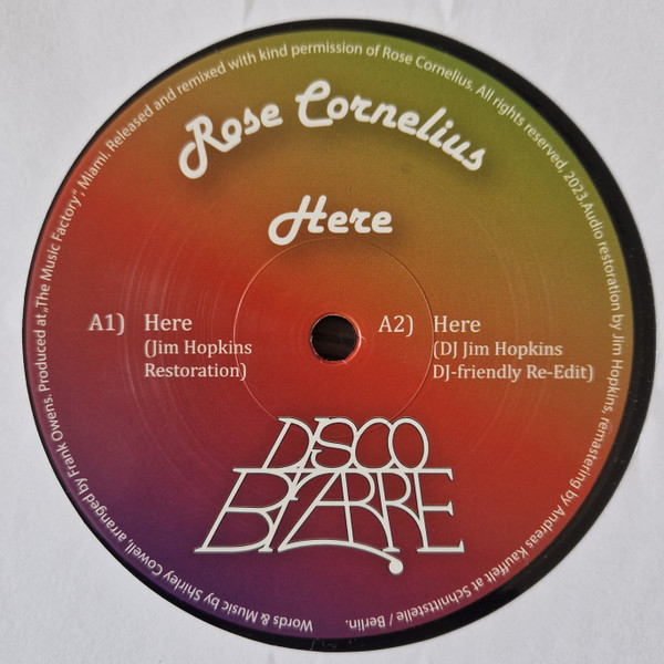 Rose Cornelius - Here | Disco Bizarre (DB 003) - main