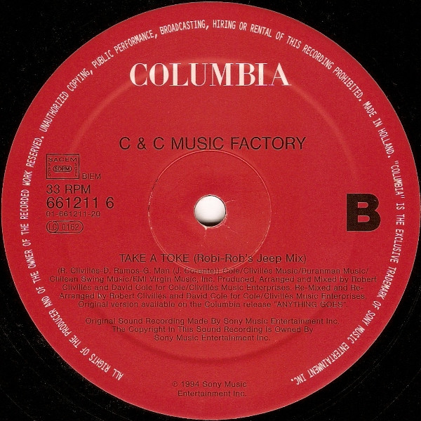 C + C Music Factory - I Found Love / Take A Toke | Columbia (661211 6) - 4