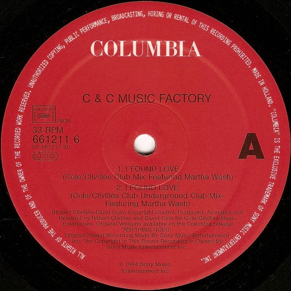 C + C Music Factory - I Found Love / Take A Toke | Columbia (661211 6) - 3