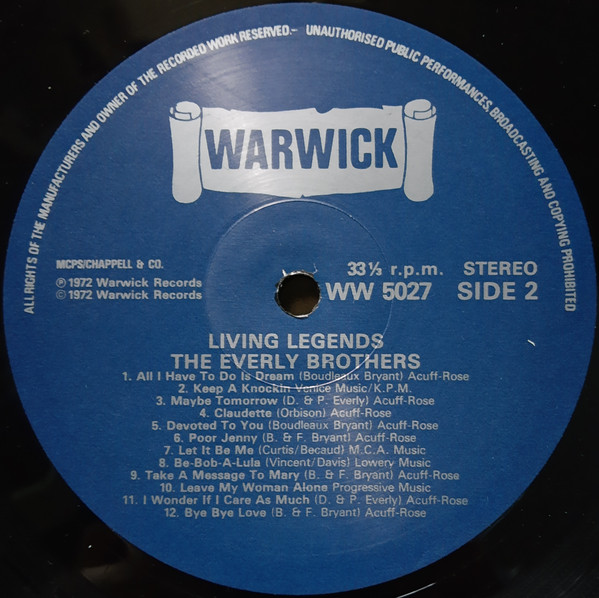 Everly Brothers - Living Legends | Warwick Records (WW 5027) - 4 Everly Brothers - Living Legends | Warwick Records (WW 5027) - 4