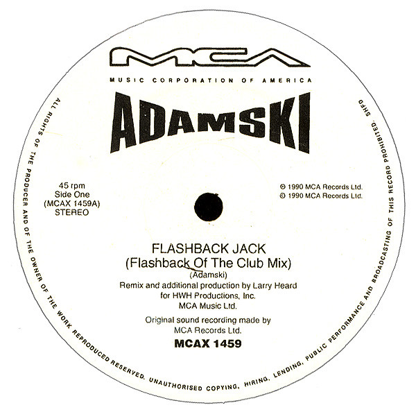 Adamski - Flashback Jack (12" Remix) | MCA Records (MCAX 1459) - 3