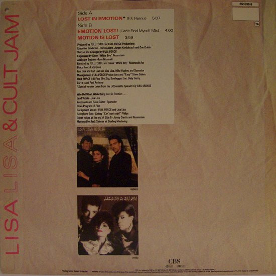Lisa Lisa & Cult Jam - Lost In Emotion (Full Force Mix) | CBS (651036 8) - 2