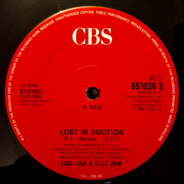 Lisa Lisa & Cult Jam - Lost In Emotion (Full Force Mix) | CBS (651036 8) - 4