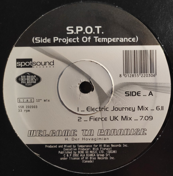 S.P.O.T. (Side Project Of Temperance) - Welcome To Paradise | Spotsound Records (SSR 202003)