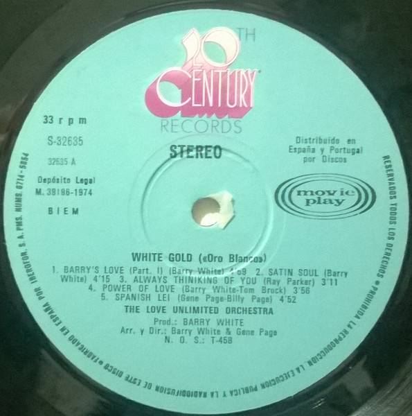 Love Unlimited Orchestra - White Gold | 20th Century Records (S-32.635) - 3