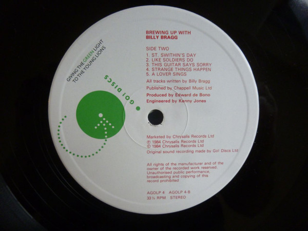 Billy Bragg - Brewing Up With Billy Bragg | Go! Discs (AGOLP 4) - 3