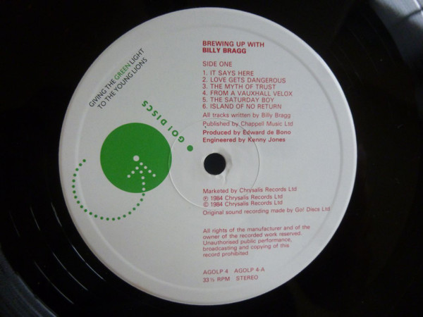 Billy Bragg - Brewing Up With Billy Bragg | Go! Discs (AGOLP 4) - 2