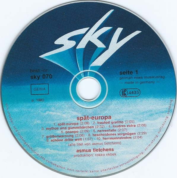 Asmus Tietchens - Spät-Europa | Die Stadt (DS 68) - 3