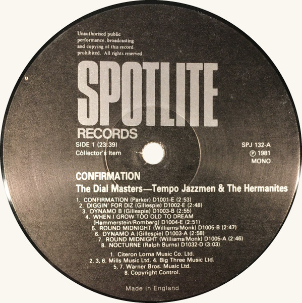 Tempo Jazz Men And The Hermanites - Confirmation • All Known Takes Collectively On Record For The First Time | Spotlite Records (SPJ132) - 3