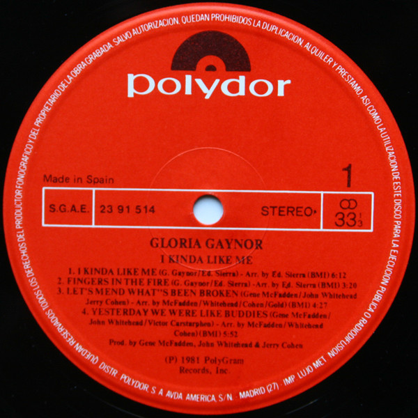 Gloria Gaynor - I Kinda Like Me | Polydor (23 91 514) - 3