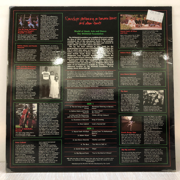 Various - Raindrops Pattering On Banana Leaves And Other Tunes - A WOMAD Benefit LP | Womad Records (WOMAD001) - 2