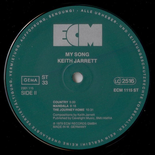 Keith Jarrett - My Song | ECM Records (ECM 1115) - 4