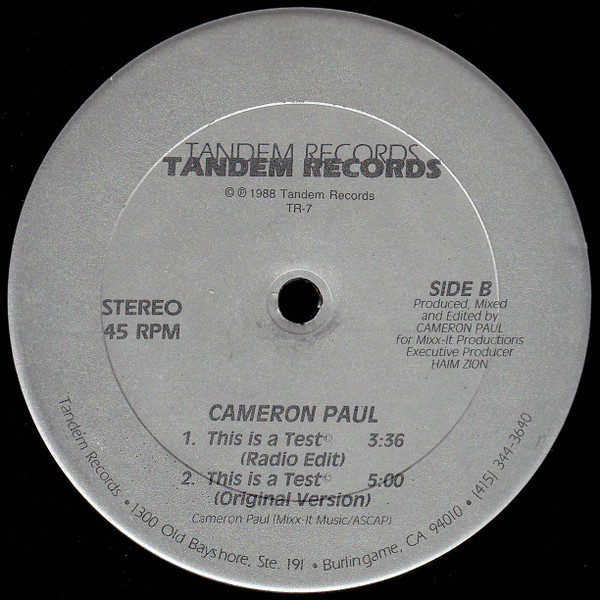 Cameron Paul - This Is A Test © | Tandem Records (TR-7) - 2 Cameron Paul - This Is A Test © | Tandem Records (TR-7) - 2