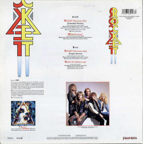 Def Leppard - Rocket (Lunar Mix) (EP - Limited Edition) [Vinyl] | Vertigo (872 614-1) - 3