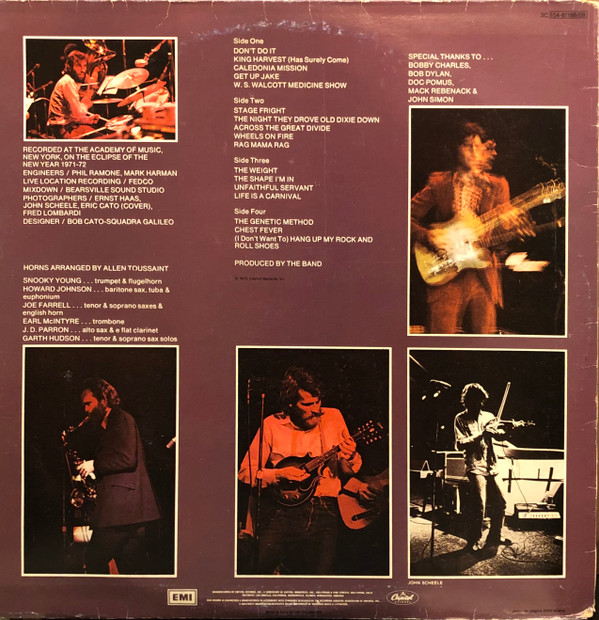 The Band - Rock Of Ages: The Band In Concert | Capitol Records (3C 154-81189)