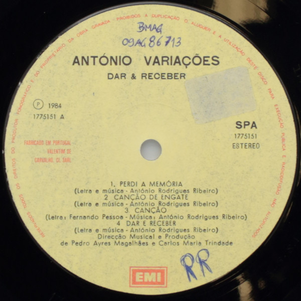 António Variações - Dar & Receber | EMI (1775151) - 3