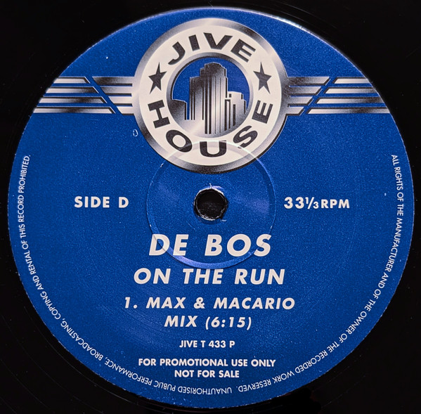 De Bos - On The Run | Jive House (JIVE T 433 P) - 3