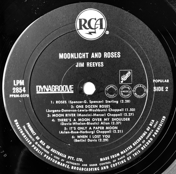 Jim Reeves - Moonlight And Roses | RCA (LPM-2854) - 4