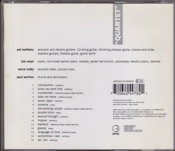 Pat Metheny Group - "Quartet" | Geffen Records (GED 24978) - 3