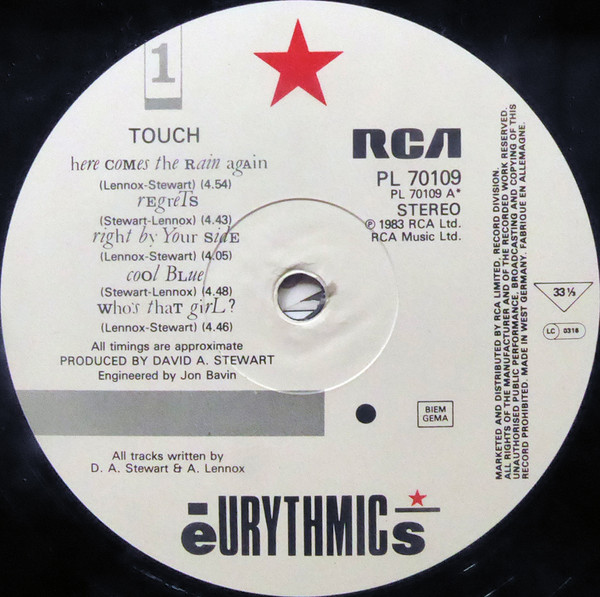 Eurythmics - Touch | RCA (PL 70109) - 3 Eurythmics - Touch | RCA (PL 70109) - 3