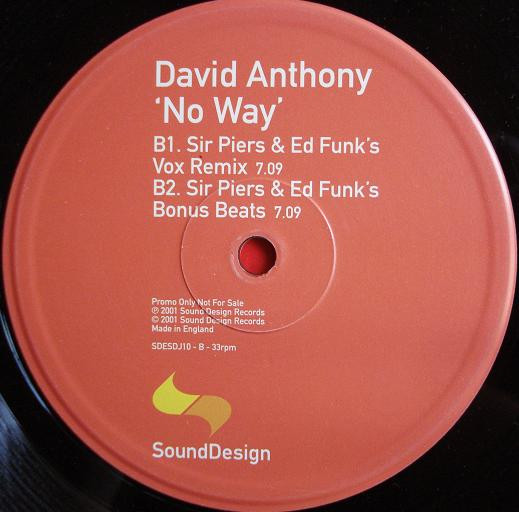 David Anthony - No Way | Sound Design (SDESDJ10)