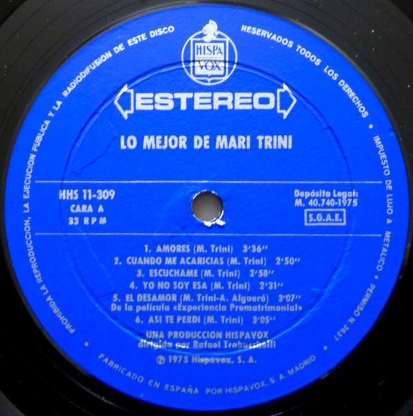 Mari Trini - Lo Mejor De Mari Trini | Hispavox (HHS 11-309) - 3