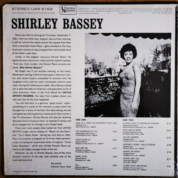 Shirley Bassey - Shirley Bassey | United Artists Records (UAS 6169) Shirley Bassey - Shirley Bassey | United Artists Records (UAS 6169)