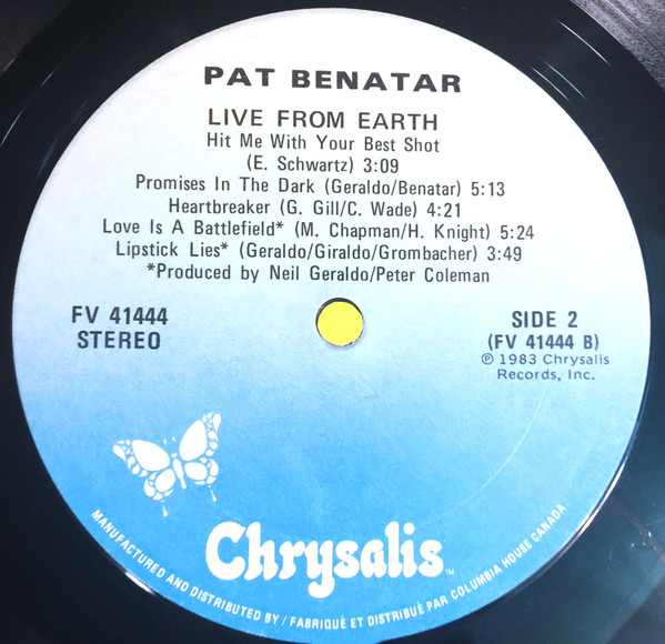 Pat Benatar - Live From Earth | Chrysalis (FV-41444) - 4
