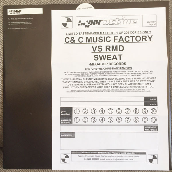 R.M.D. vs. C + C Music Factory Feat. Freedom Williams - Sweat The Remix 1 | Megabop Records (BOP 032) - 5