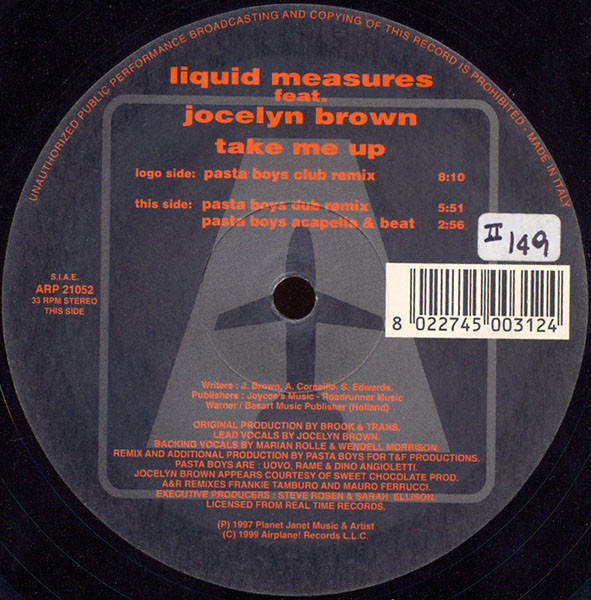 Liquid Measure & Jocelyn Brown - Take Me Up | Airplane! Records (ARP 21052) - 2 Liquid Measure & Jocelyn Brown - Take Me Up | Airplane! Records (ARP 21052) - 2