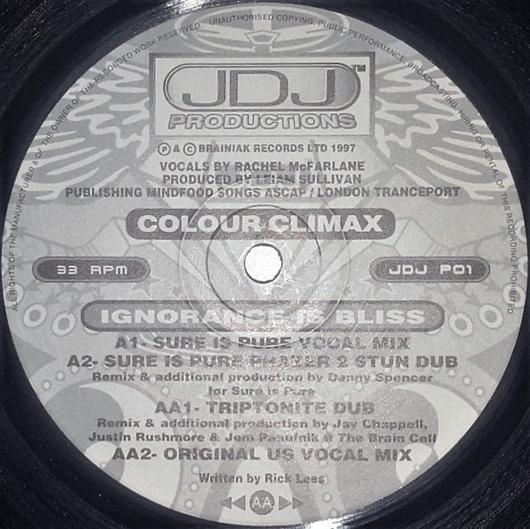 Colour Climax - Ignorance Is Bliss | JDJ Productions (JDJ P01) Colour Climax - Ignorance Is Bliss | JDJ Productions (JDJ P01)