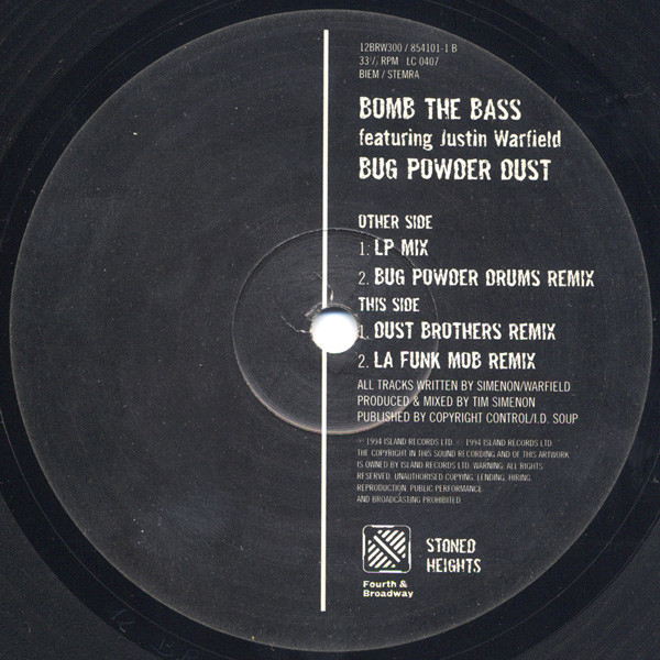 Bomb The Bass Featuring Justin Warfield - Bug Powder Dust | 4th & Broadway (12 BRW 300) - 3