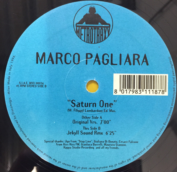 Marco Pagliara - Saturn One | Metrotraxx (MXX 00036)