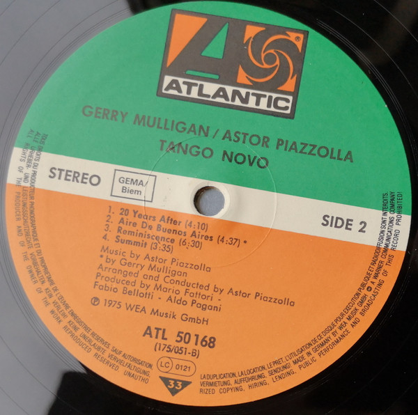 Gerry Mulligan - Astor Piazzolla - Tango Nuevo | Atlantic (ATL 50 168) - 4