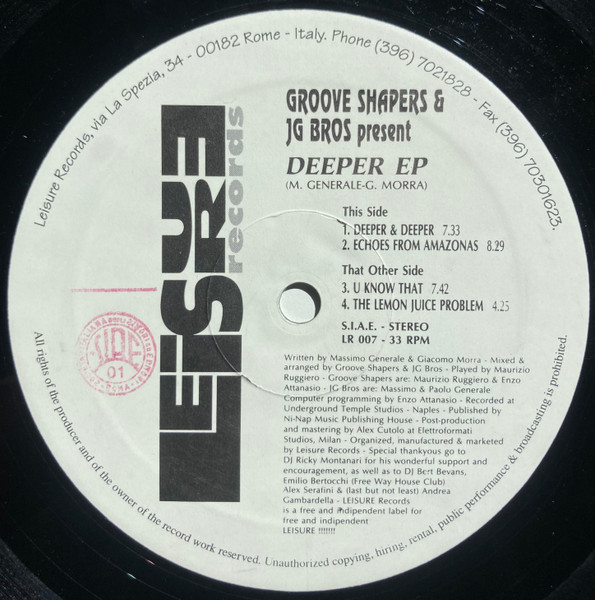 Groove Shapers & JG Bros. - Deeper EP | Leisure Records (LR 007) - main