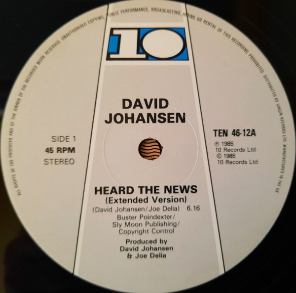 David Johansen - Heard The News | 10 Records (TEN 46-12)