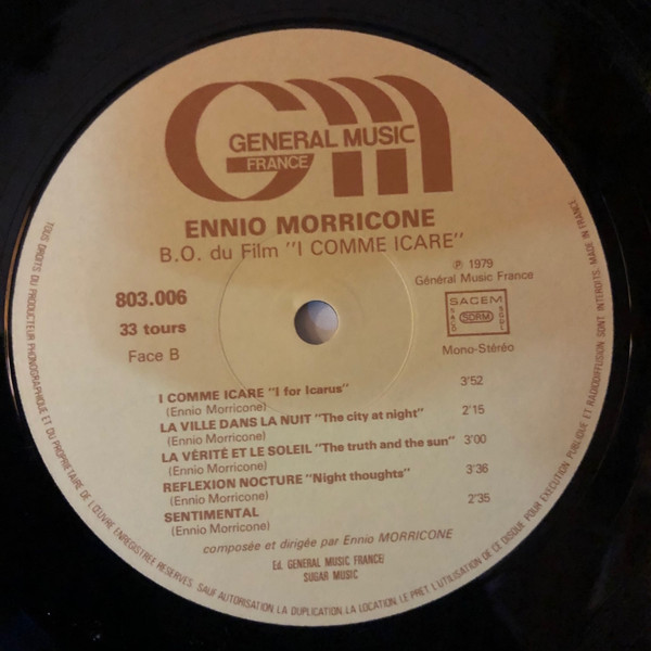 Ennio Morricone - I... Comme Icare (Bande Originale Du Film) | Général Music France (803.006) - 4