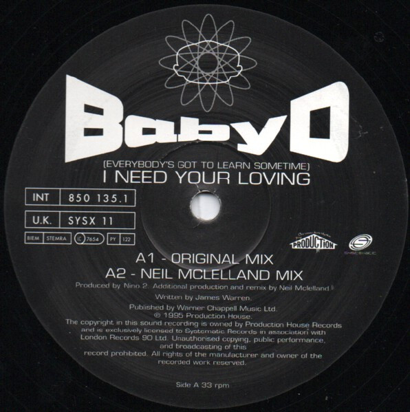 Baby D - (Everybody's Got To Learn Sometime) I Need Your Loving | Systematic (SYSX 11) - 3