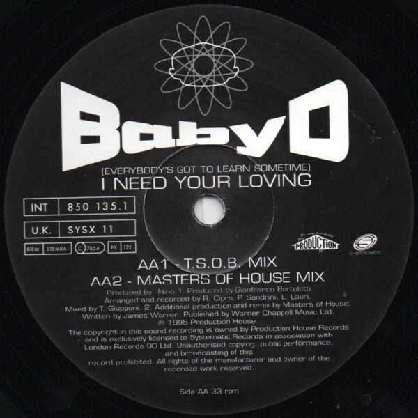 Baby D - (Everybody's Got To Learn Sometime) I Need Your Loving | Systematic (SYSX 11) - 4