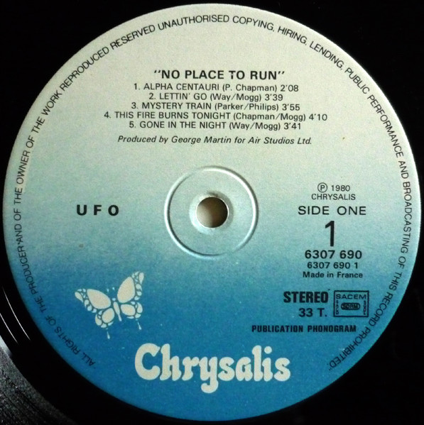 UFO - No Place To Run | Chrysalis (6307 690) - 3