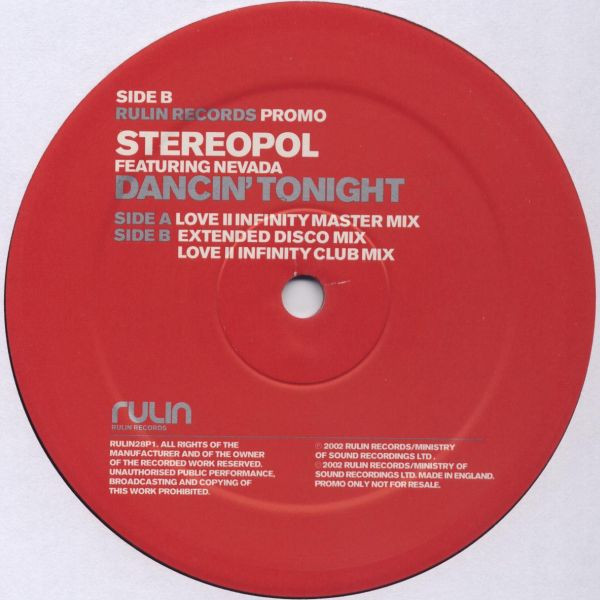 Stereopol Featuring Nevada - Dancin' Tonight | Rulin Records (RULIN28P1) - 4