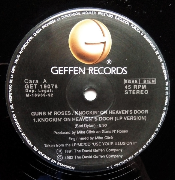 Guns N' Roses - Knockin' On Heaven's Door | Geffen Records (GET 19078 (3A)) - 3