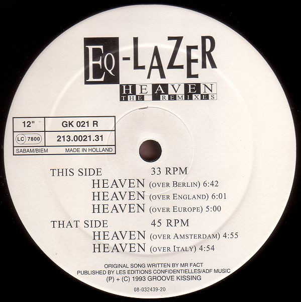 Eq-Lazer - Heaven - The Remixes - State Of Europe EP | Groove Kissing (GK 021 R) - 3