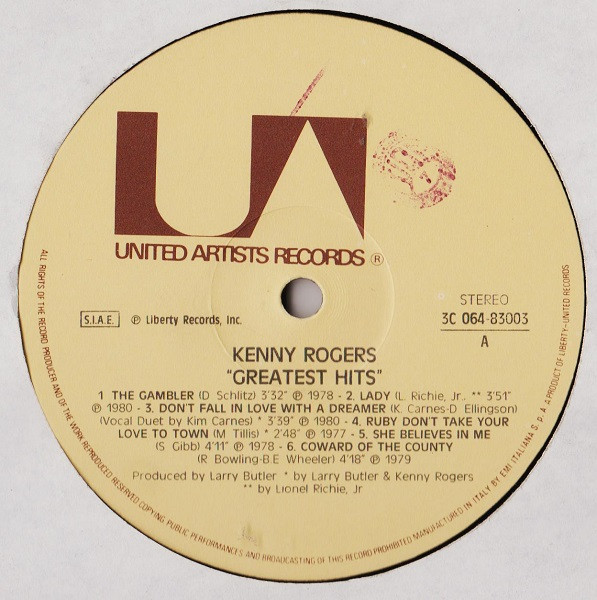 Kenny Rogers - Greatest Hits | United Artists Records (3C 064-83003)