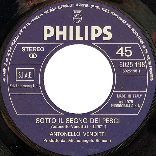 Antonello Venditti - Sotto Il Segno Dei Pesci | Philips (6025 198) - 3